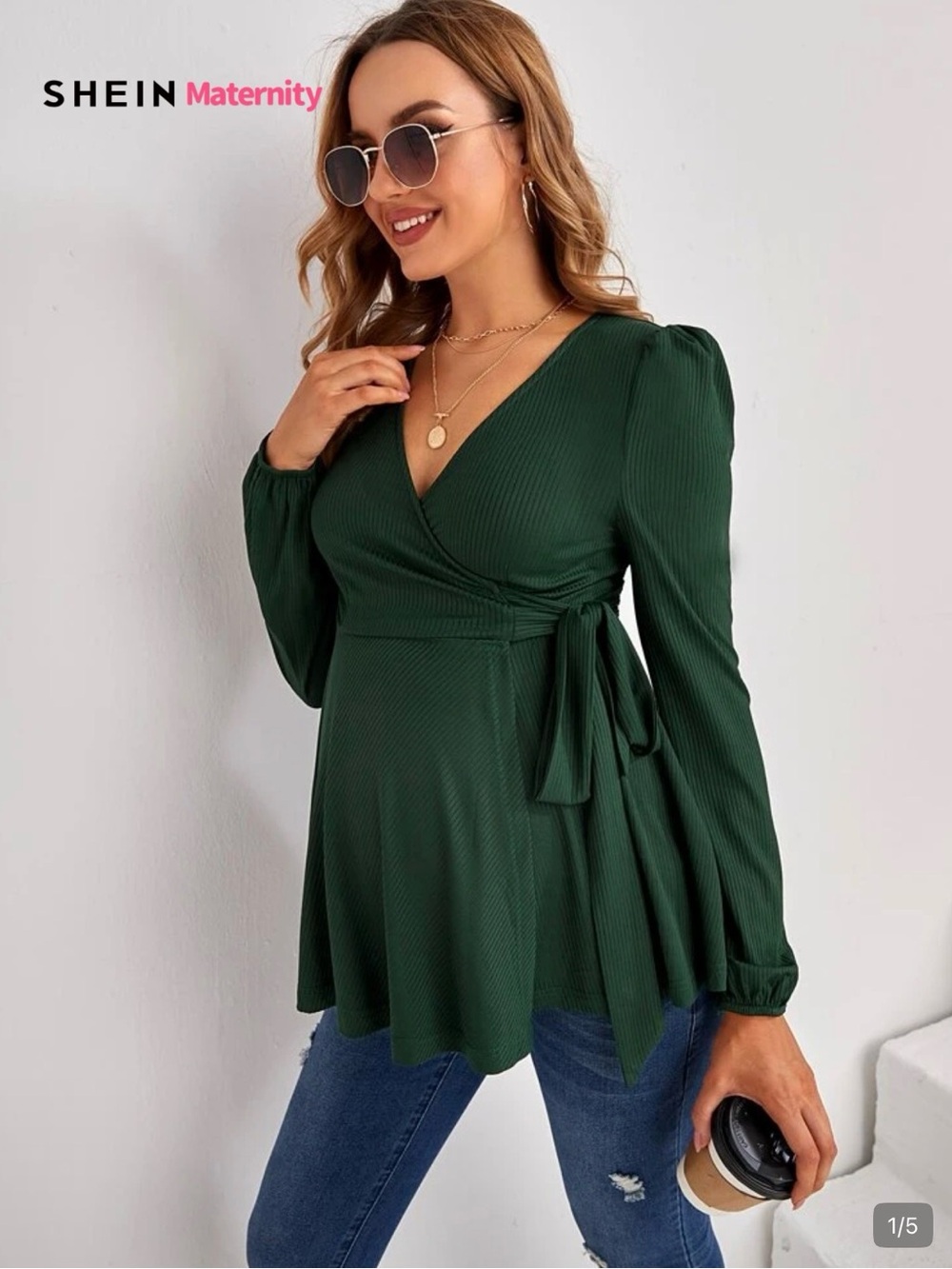 SHEIN Maternity Belted Wrap Top Size XL